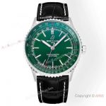 Swiss Grade A Copy Breitling Navitimer New 41 Green Dial Black Alligator leather Watch